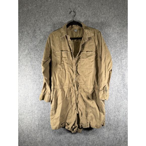 Aerie‎ Romper Women Medium Green Army Long Sleeve Relaxed Gorpcore - Picture 1 of 6